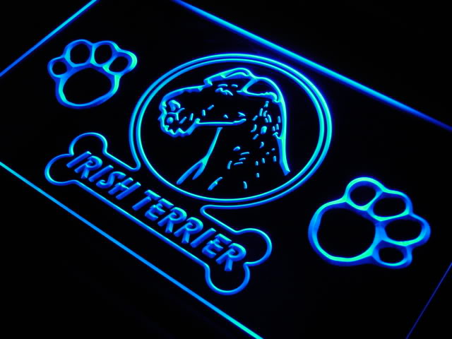 Irish Terrier Dog Paw Print Pet Neon Light Sign